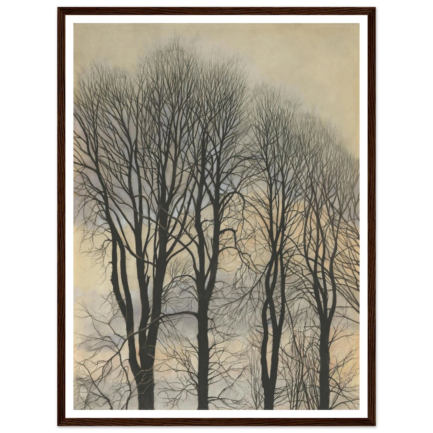 Arbre et Ciel (1938) Art Print | Leon Spilliaert - Framed Poster - 30x40 cm / 12x16″ - Black frame