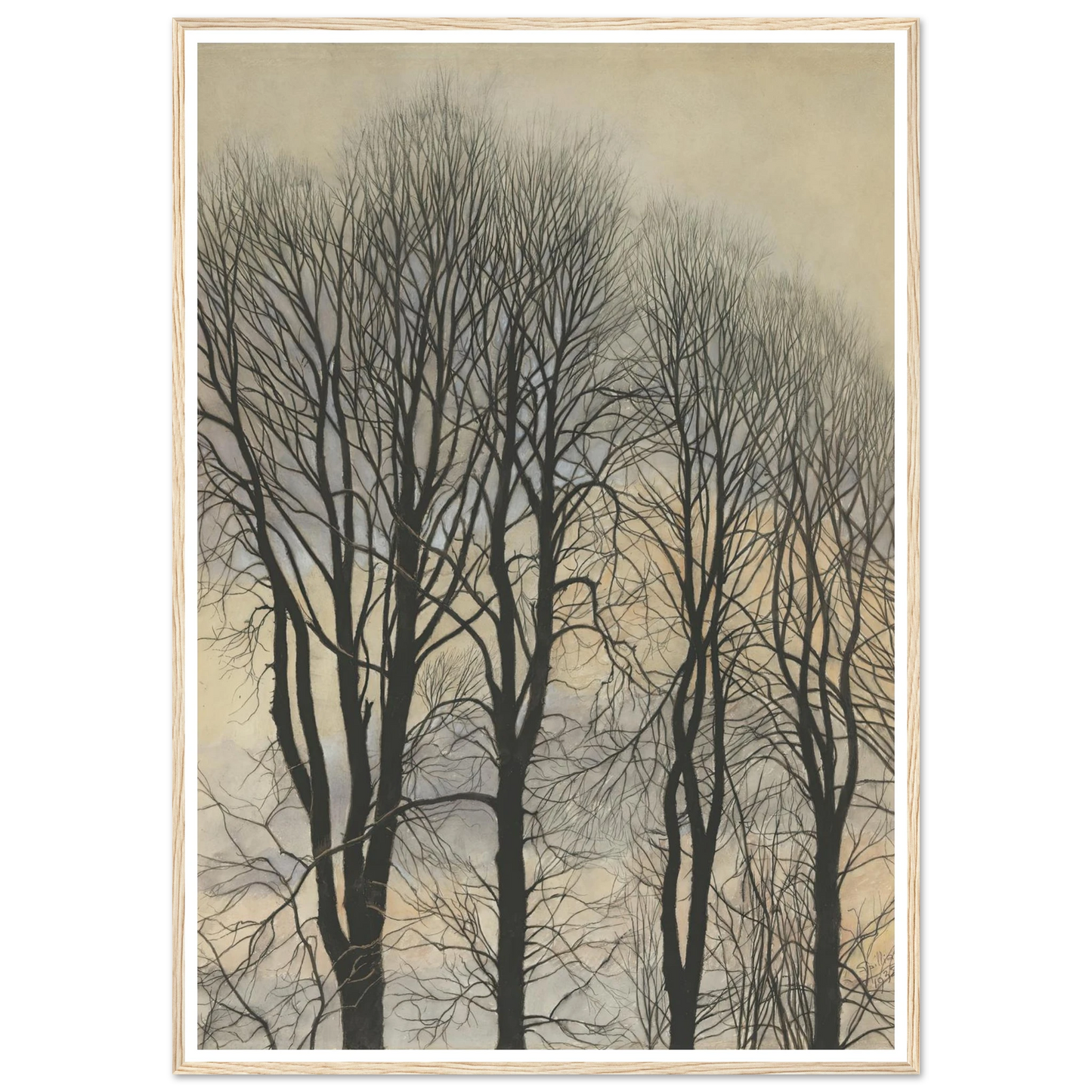 Arbre et Ciel (1938) Art Print | Leon Spilliaert - Framed Poster - 30x40 cm / 12x16″ - Black frame