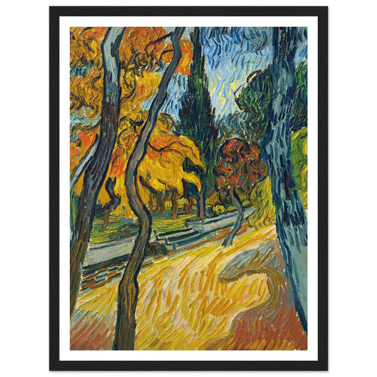 Arbres dans le jardin de l’asile (1889) Art Print | Vincent van Gogh - Framed Poster - 30x40 cm / 12x16″ - Black frame