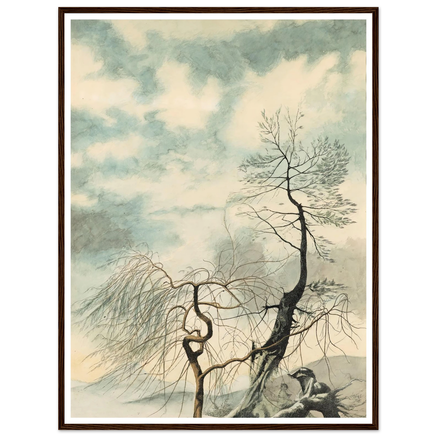 Arbres hivernaux (1942) Art Print | Leon Spilliaert - Framed Poster - 30x40 cm / 12x16″ - Black frame