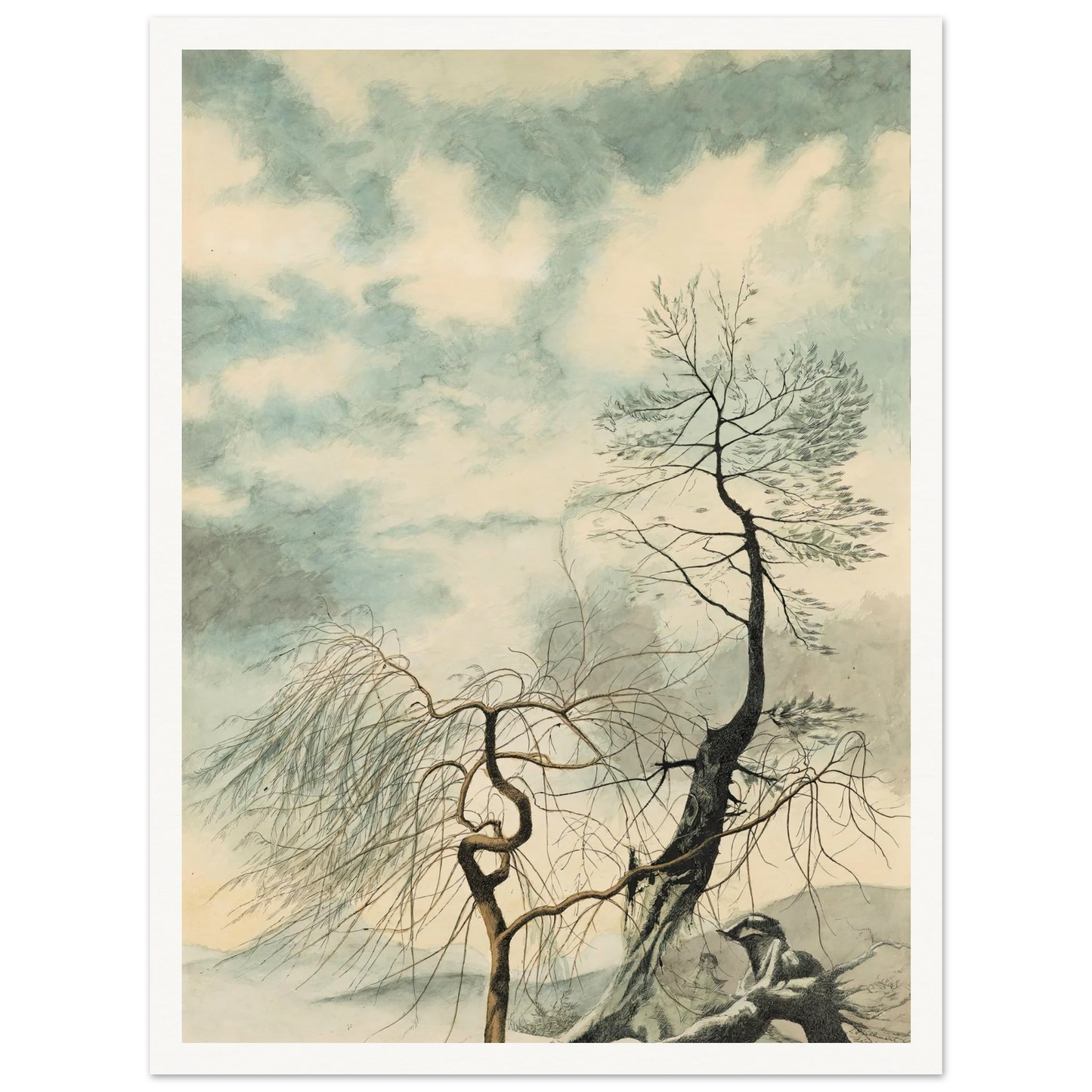 Arbres hivernaux (1942) Art Print | Leon Spilliaert - Framed Poster - 30x40 cm / 12x16″ - Black frame