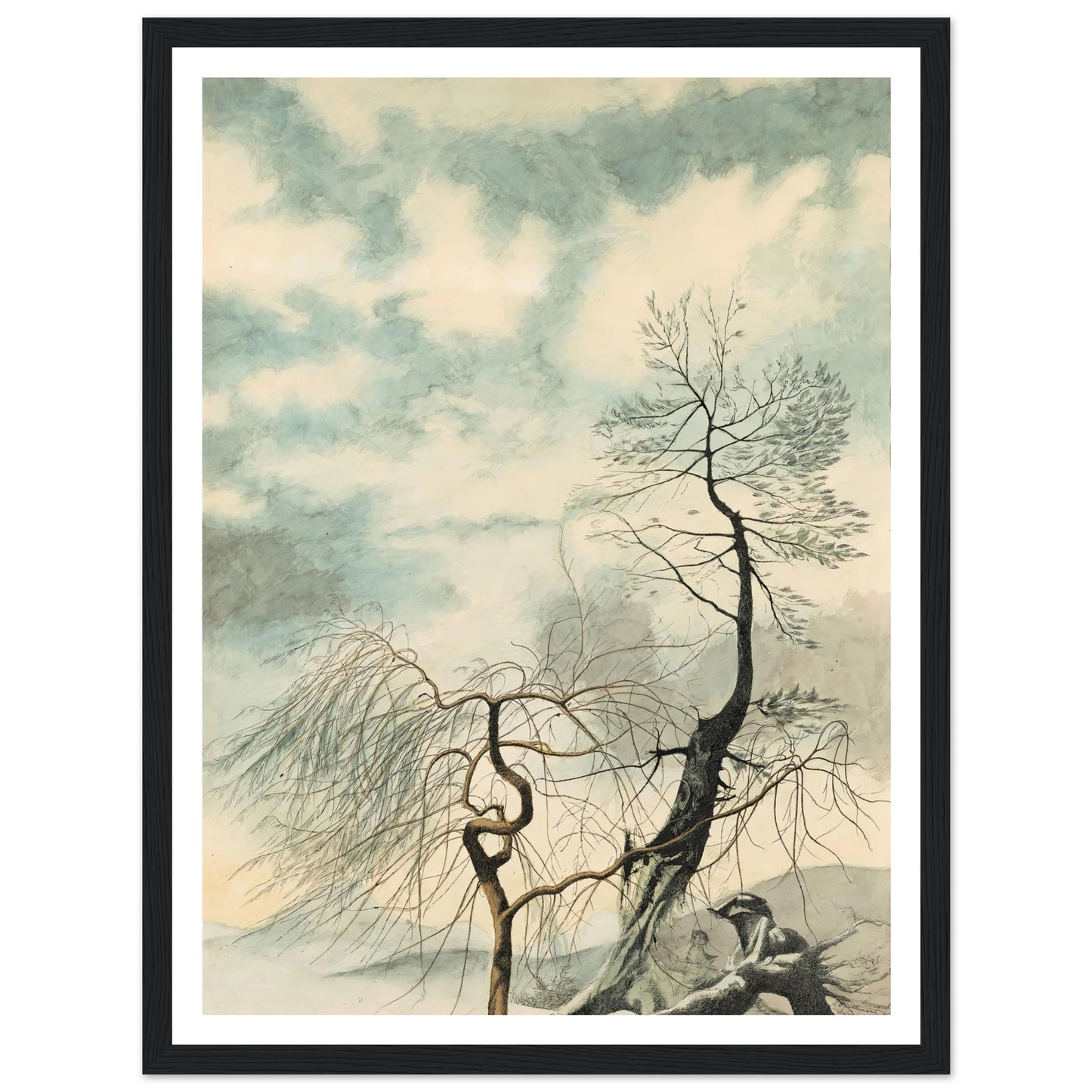 Arbres hivernaux (1942) Art Print | Leon Spilliaert - Framed Poster - 30x40 cm / 12x16″ - Black frame