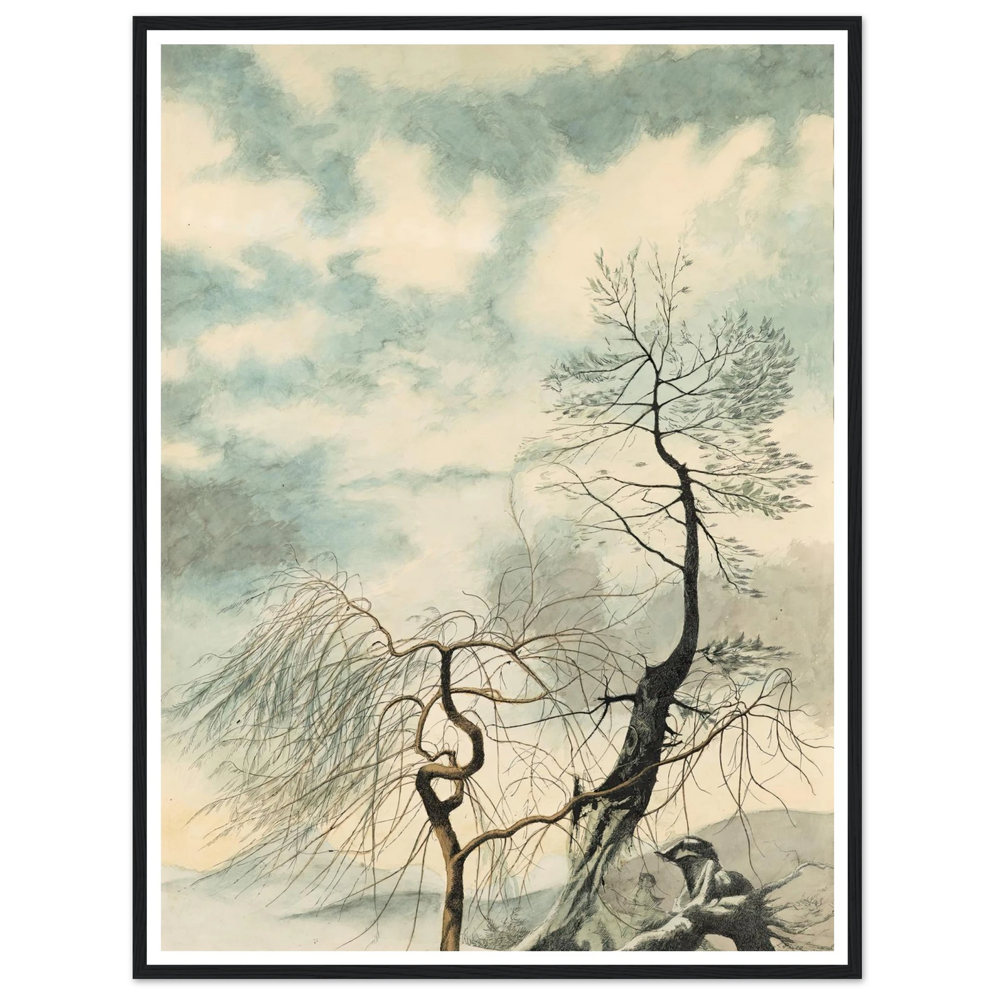 Arbres hivernaux (1942) Art Print | Leon Spilliaert - Framed Poster - 30x40 cm / 12x16″ - Black frame