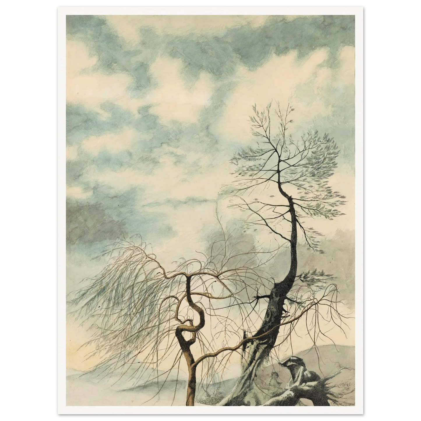 Arbres hivernaux (1942) Art Print | Leon Spilliaert - Framed Poster - 30x40 cm / 12x16″ - Black frame