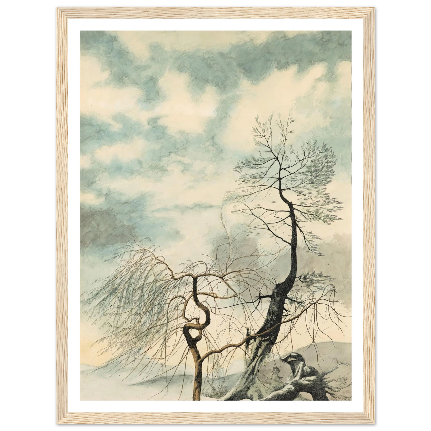 Arbres hivernaux (1942) Art Print | Leon Spilliaert - Framed Poster - 30x40 cm / 12x16″ - Black frame