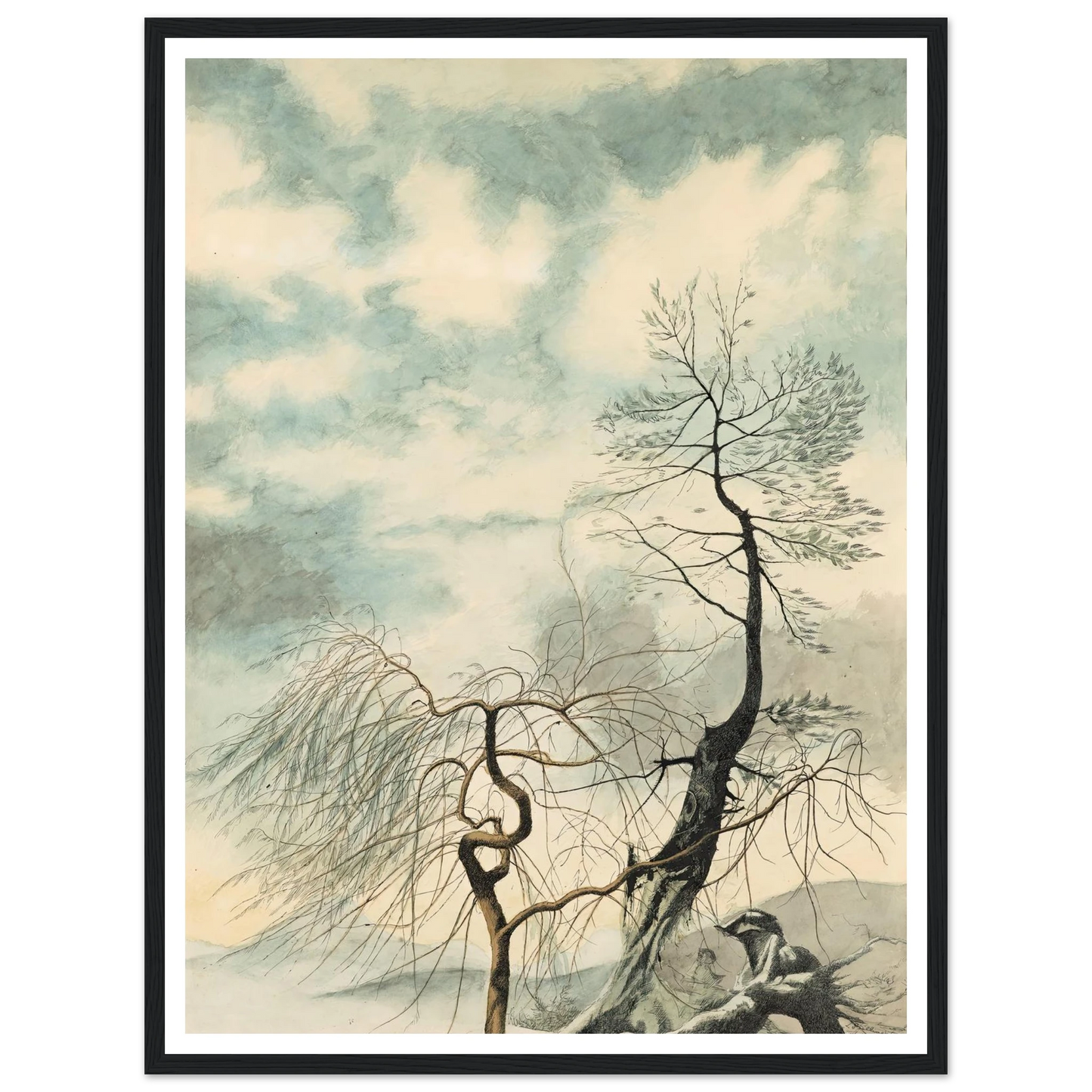 Arbres hivernaux (1942) Art Print | Leon Spilliaert - Framed Poster - 30x40 cm / 12x16″ - Black frame