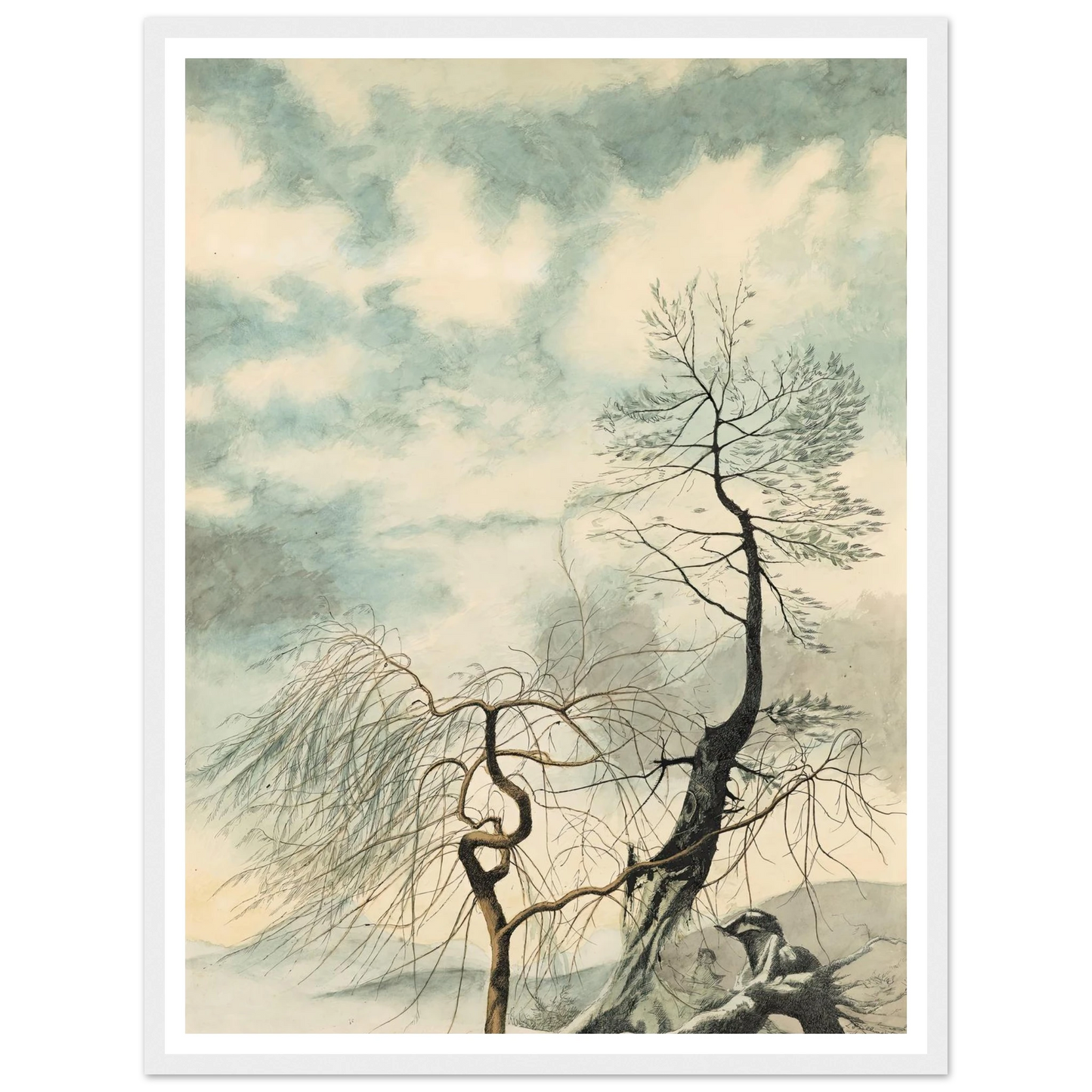 Arbres hivernaux (1942) Art Print | Leon Spilliaert - Framed Poster - 30x40 cm / 12x16″ - Black frame