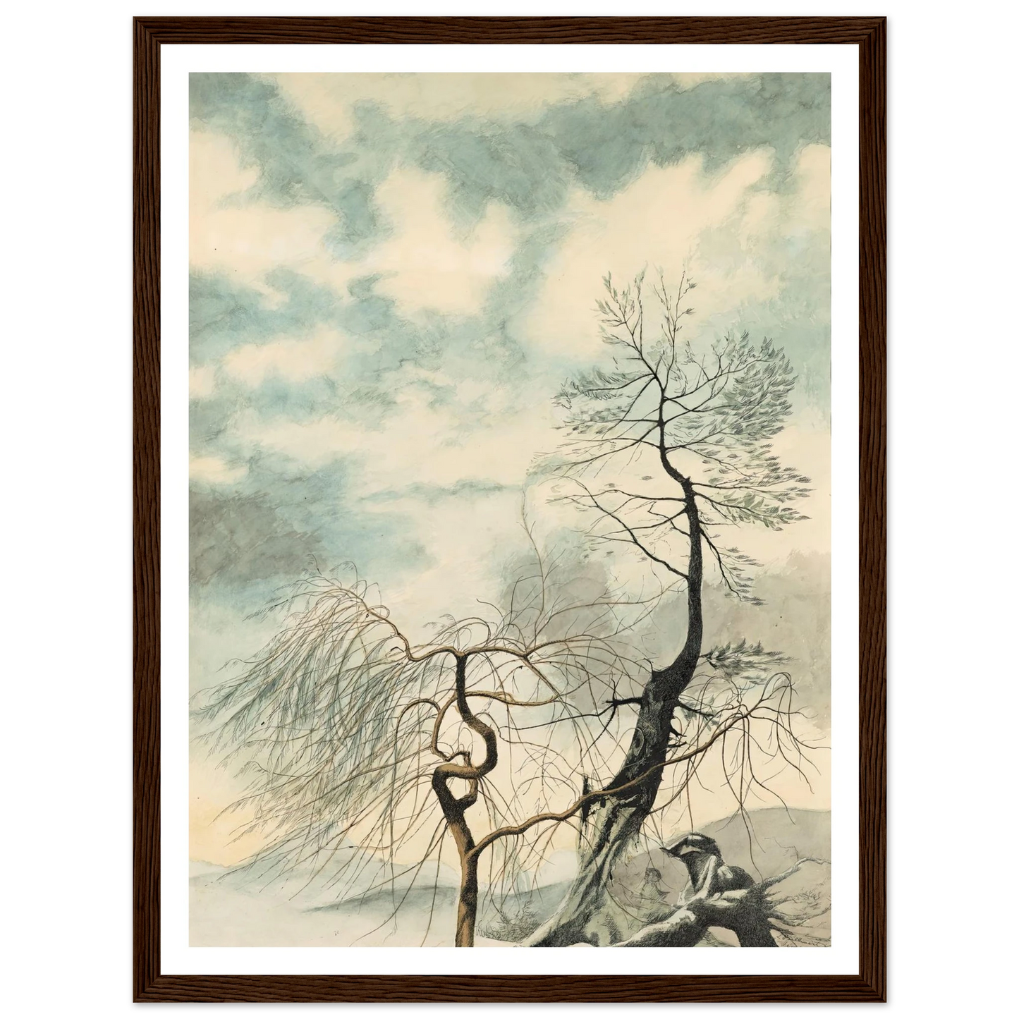 Arbres hivernaux (1942) Art Print | Leon Spilliaert - Framed Poster - 30x40 cm / 12x16″ - Black frame