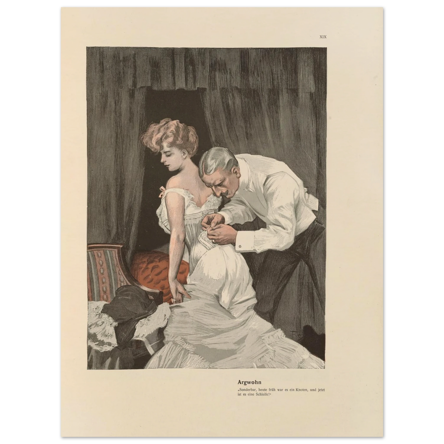 Argwohn (1908) Art Print | Ferdinand Freiherr von Reznicek - Framed Poster - 30x40 cm / 12x16″ - Black frame