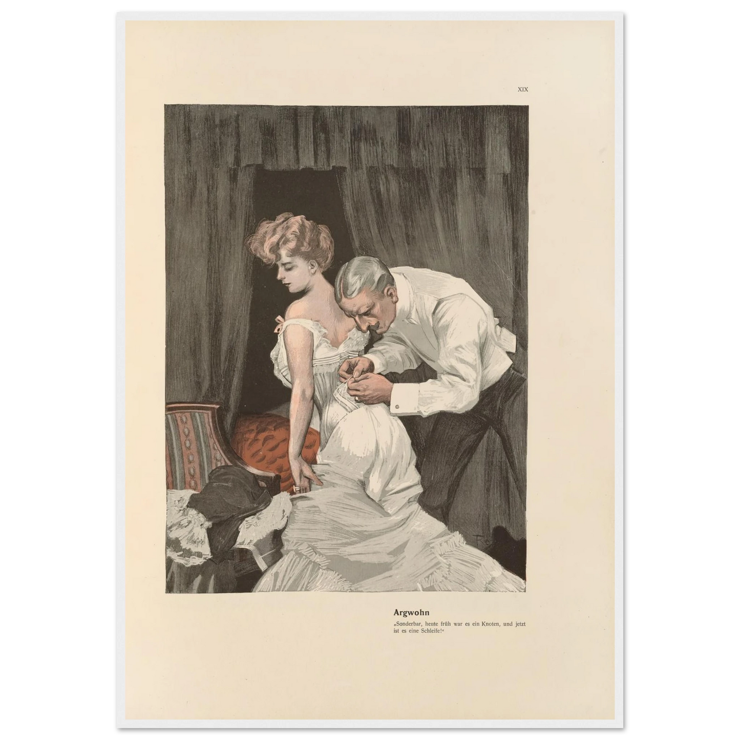 Argwohn (1908) Art Print | Ferdinand Freiherr von Reznicek - Framed Poster - 30x40 cm / 12x16″ - Black frame
