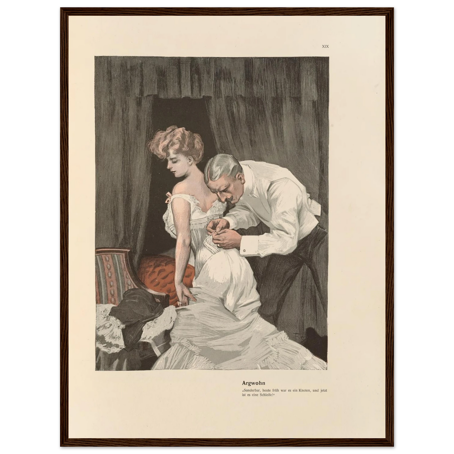 Argwohn (1908) Art Print | Ferdinand Freiherr von Reznicek - Framed Poster - 30x40 cm / 12x16″ - Black frame