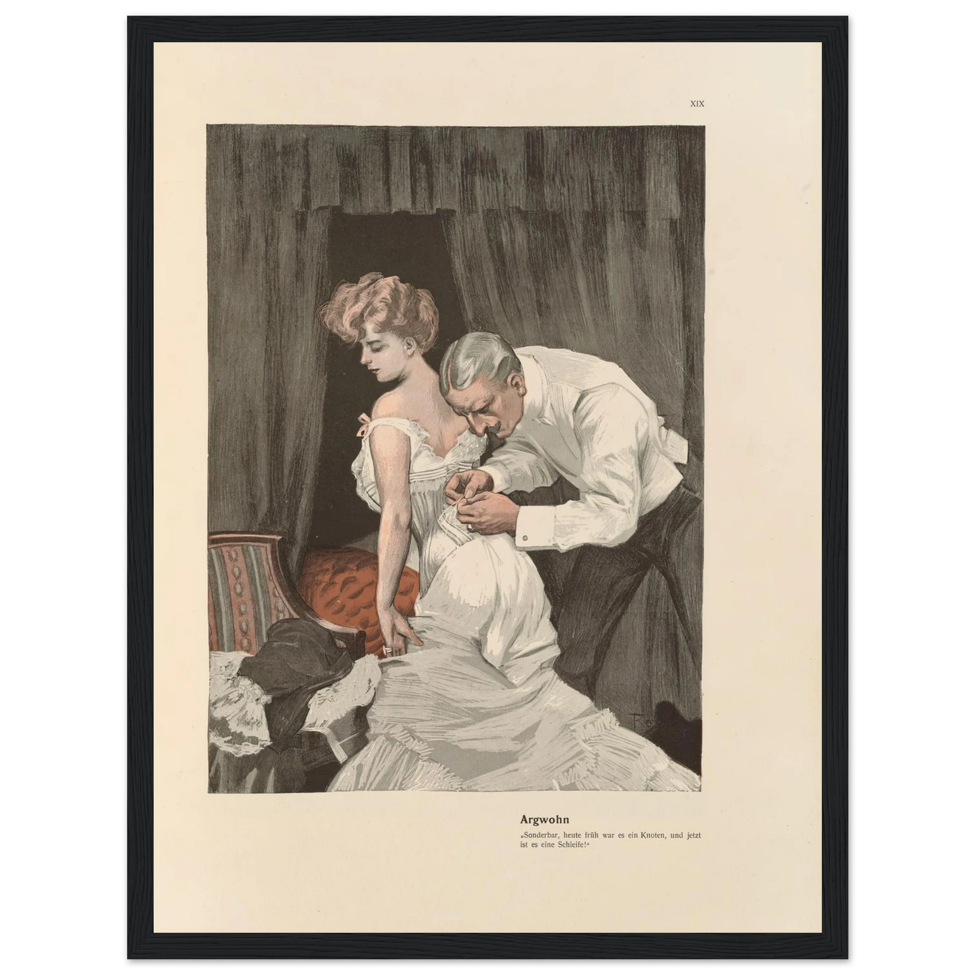 Argwohn (1908) Art Print | Ferdinand Freiherr von Reznicek - Framed Poster - 30x40 cm / 12x16″ - Black frame