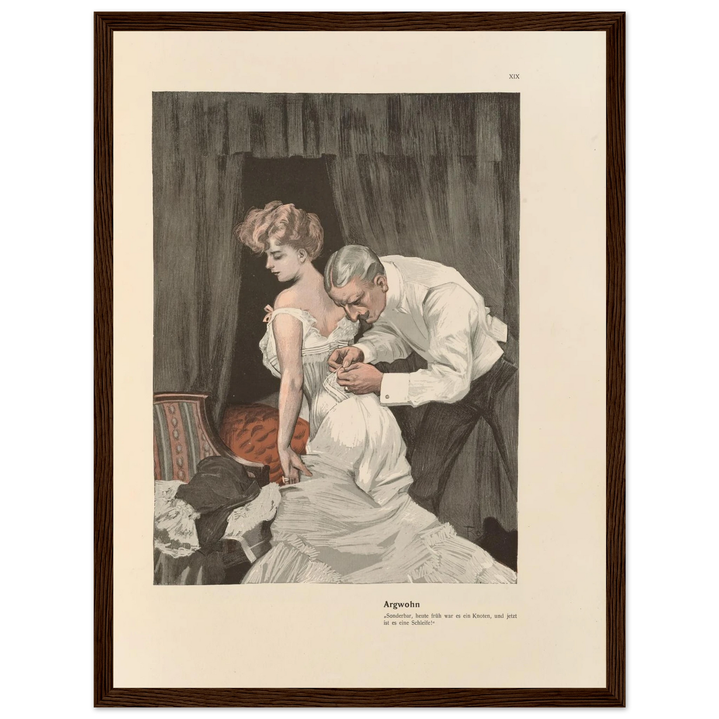 Argwohn (1908) Art Print | Ferdinand Freiherr von Reznicek - Framed Poster - 30x40 cm / 12x16″ - Black frame