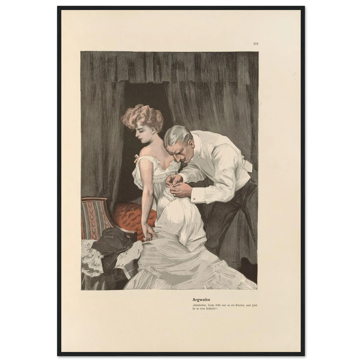 Argwohn (1908) Art Print | Ferdinand Freiherr von Reznicek - Framed Poster - 30x40 cm / 12x16″ - Black frame