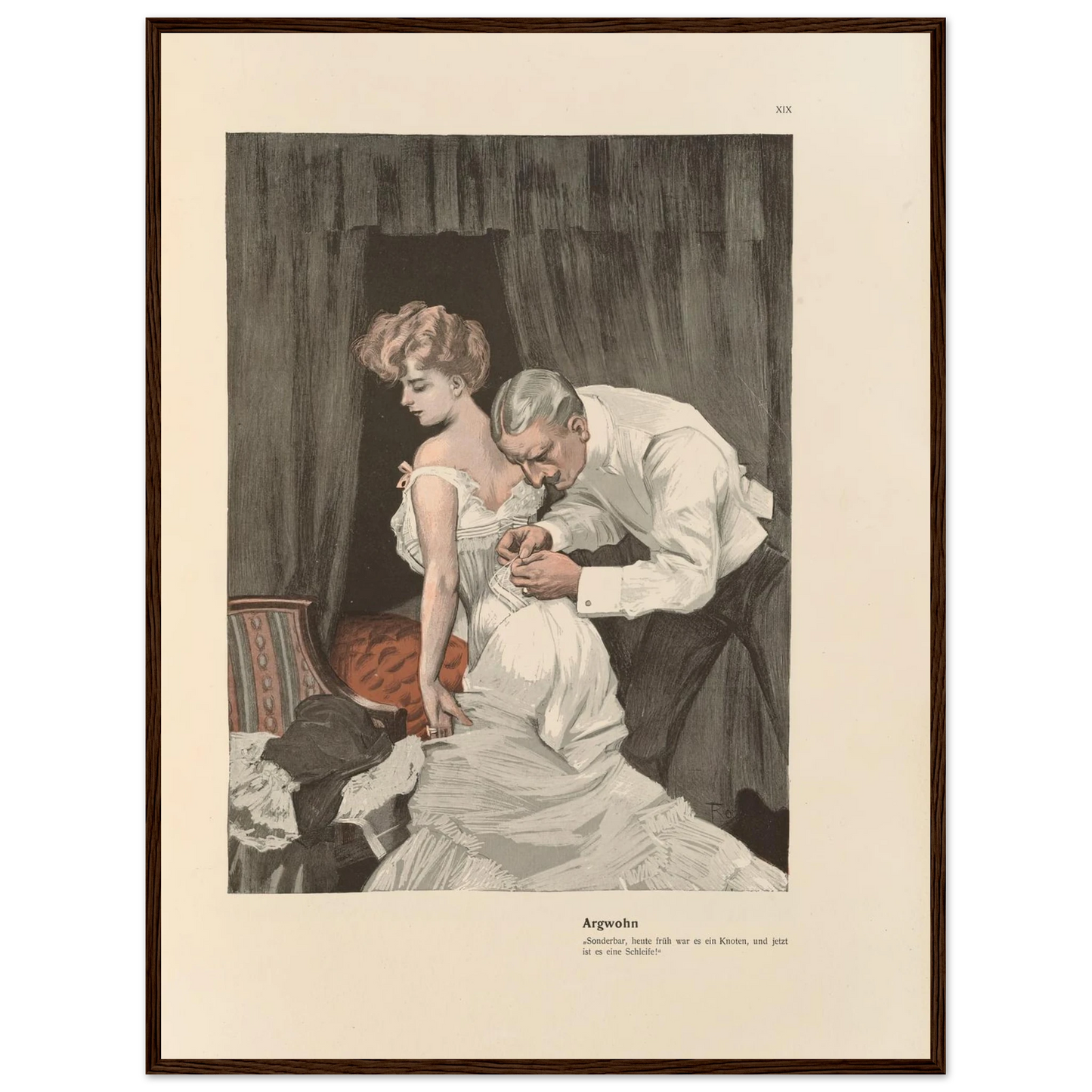 Argwohn (1908) Art Print | Ferdinand Freiherr von Reznicek - Framed Poster - 30x40 cm / 12x16″ - Black frame