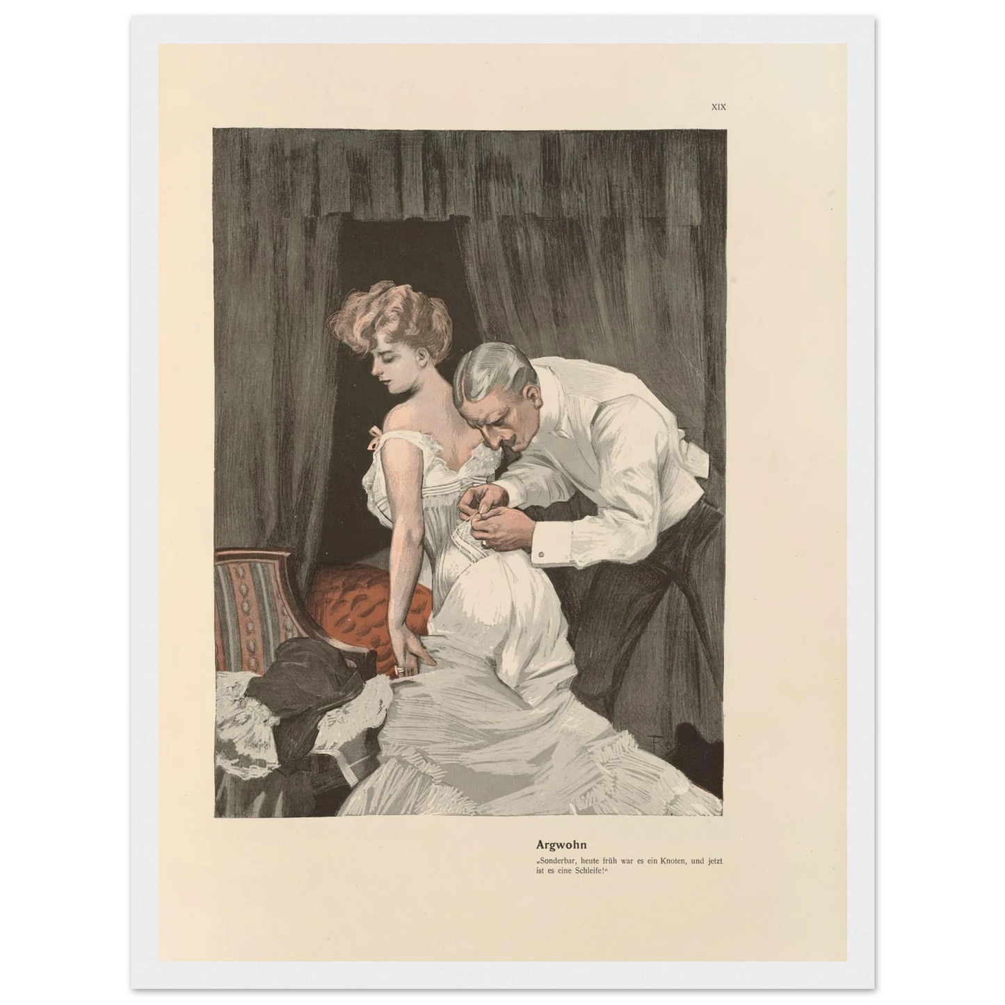 Argwohn (1908) Art Print | Ferdinand Freiherr von Reznicek - Framed Poster - 30x40 cm / 12x16″ - Black frame