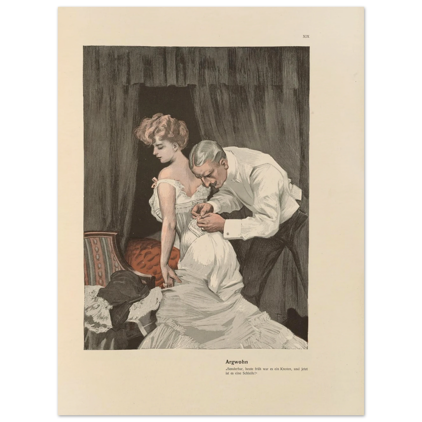 Argwohn (1908) Art Print | Ferdinand Freiherr von Reznicek - Framed Poster - 30x40 cm / 12x16″ - Black frame