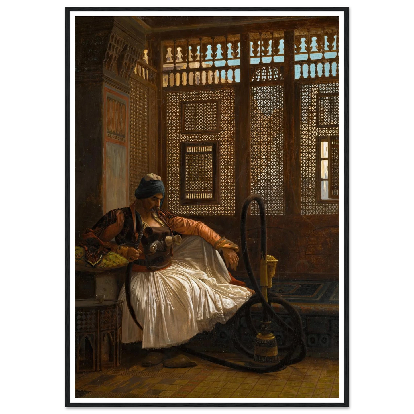 Arnaut at Rest Art Print | Jean Leon Gerome - Framed Poster - 30x40 cm / 12x16″ - Black frame