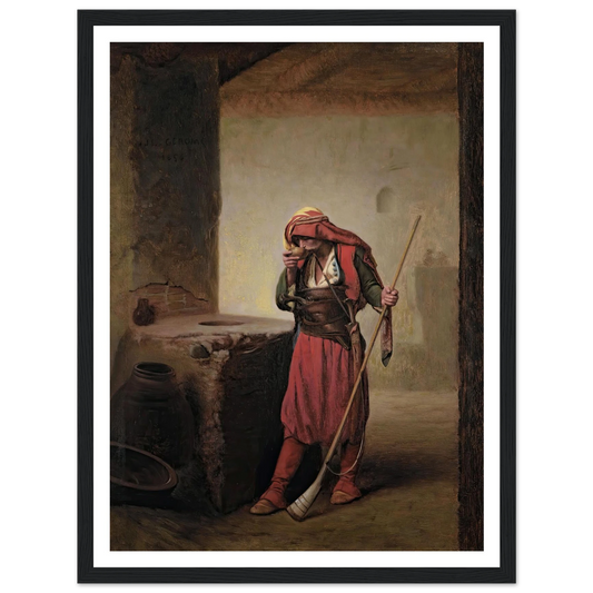 Arnaut Drinking (1856) Art Print | Jean Leon Gerome - Framed Poster - 30x40 cm / 12x16″ - Black frame