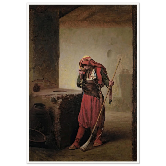 Arnaut Drinking (1856) Art Print | Jean Leon Gerome - Framed Poster - 30x40 cm / 12x16″ - Black frame
