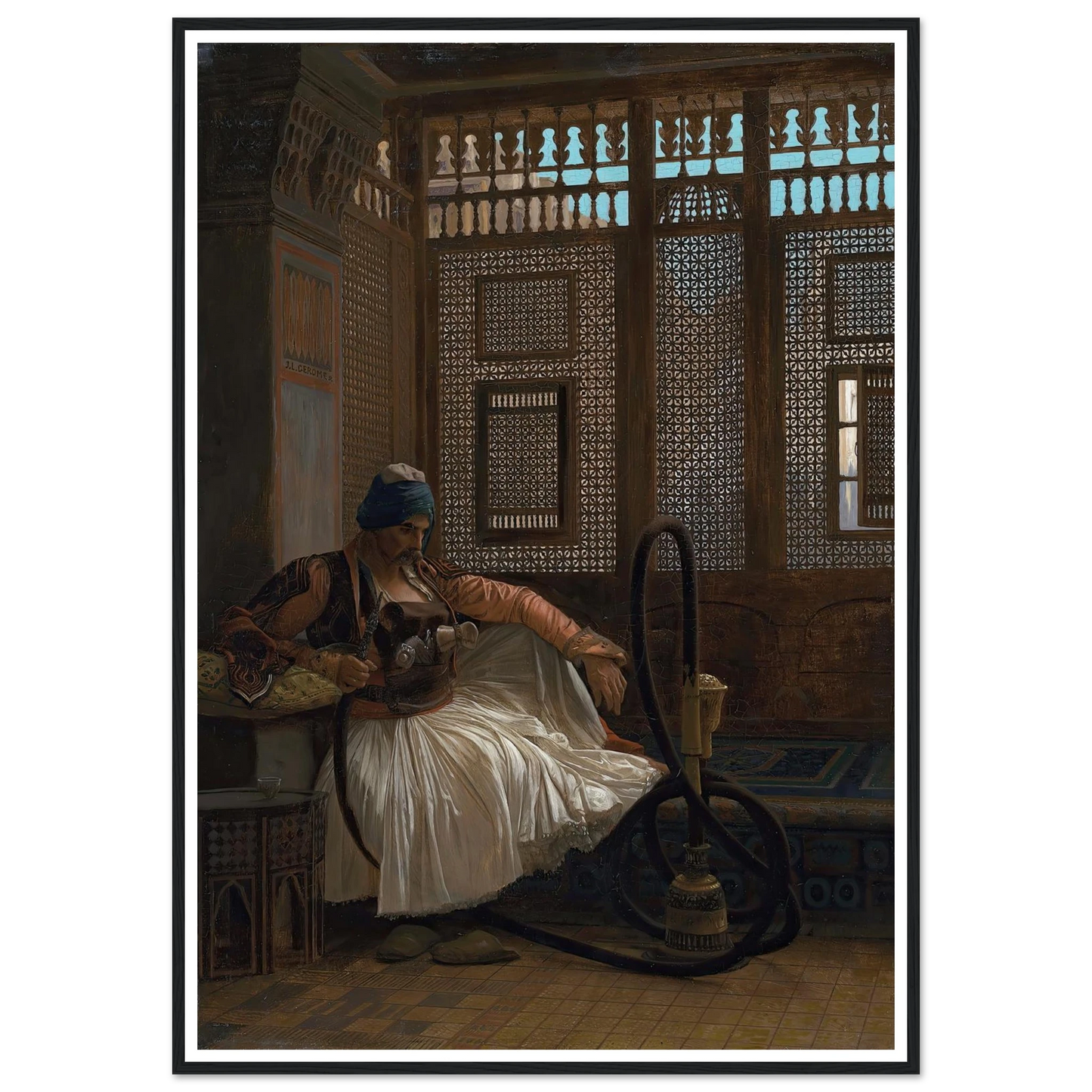 Arnaut fumant Art Print | Jean Leon Gerome - Framed Poster - 30x40 cm / 12x16″ - Black frame