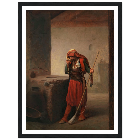 Arnaute buvant (1856) Art Print | Jean Leon Gerome - Framed Poster - 30x40 cm / 12x16″ - Black frame