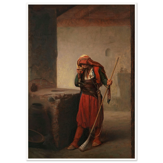 Arnaute buvant (1856) Art Print | Jean Leon Gerome - Framed Poster - 30x40 cm / 12x16″ - Black frame