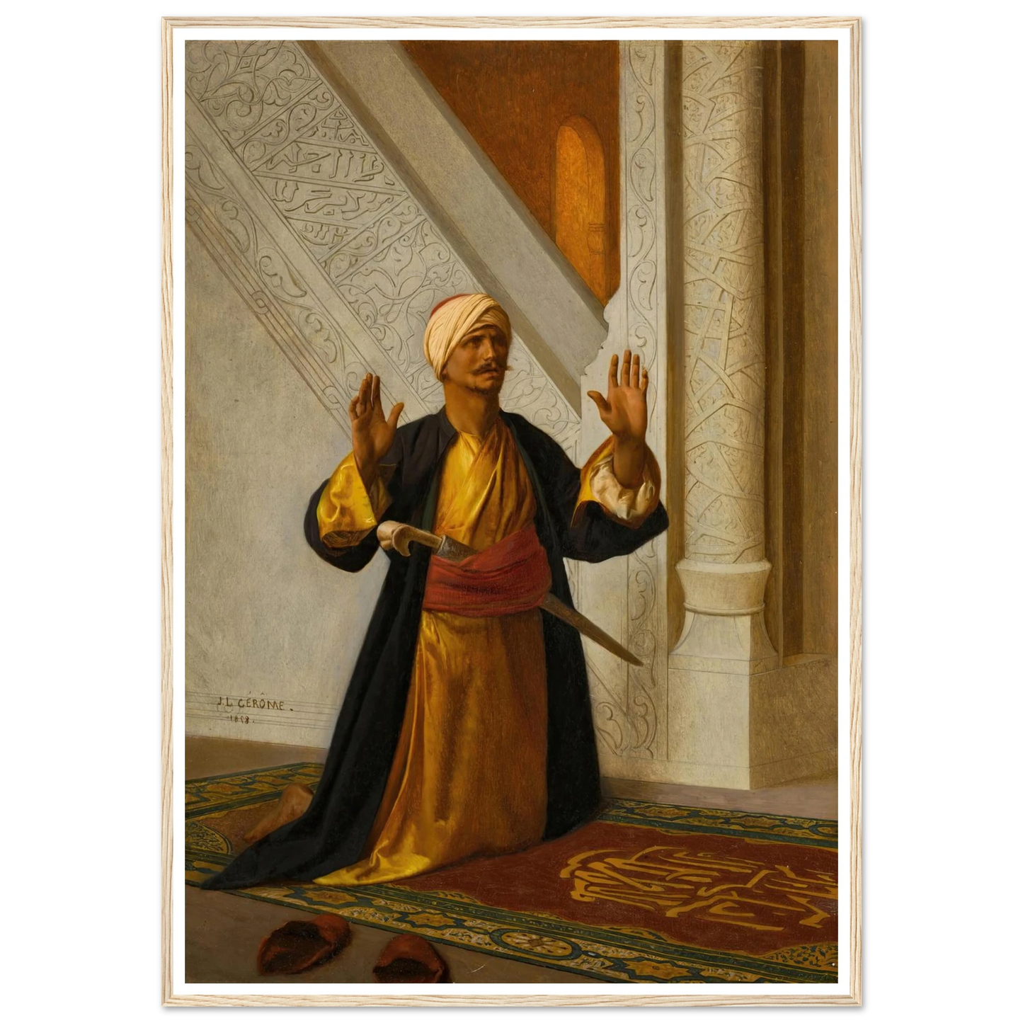 At Prayer (1858) Art Print | Jean Leon Gerome - Framed Poster - 30x40 cm / 12x16″ - Black frame