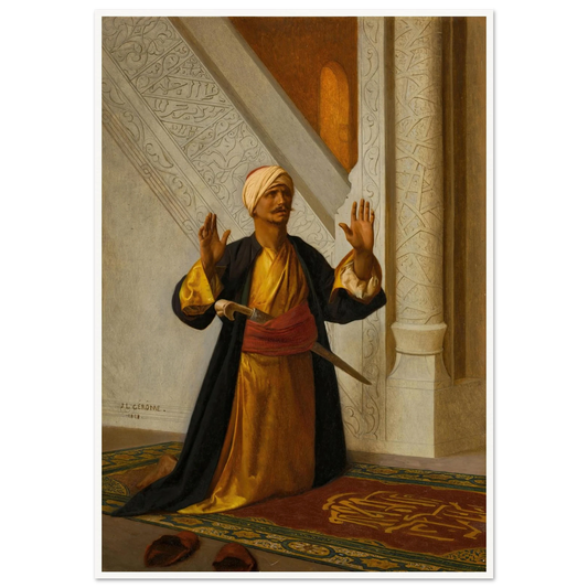 At Prayer (1858) Art Print | Jean Leon Gerome - Framed Poster - 30x40 cm / 12x16″ - Black frame