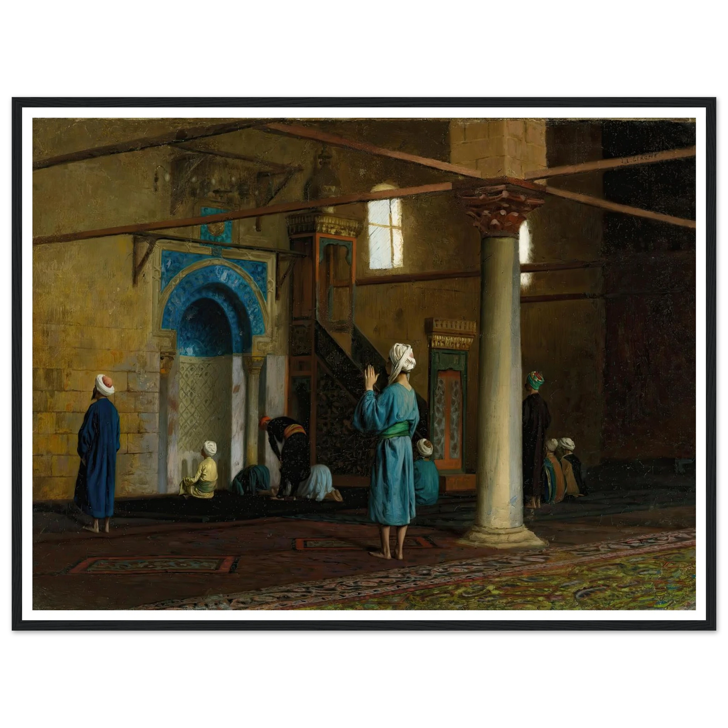 At Prayer, Cairo Art Print | Jean Leon Gerome - Framed Poster - 30x40 cm / 12x16″ - Black frame