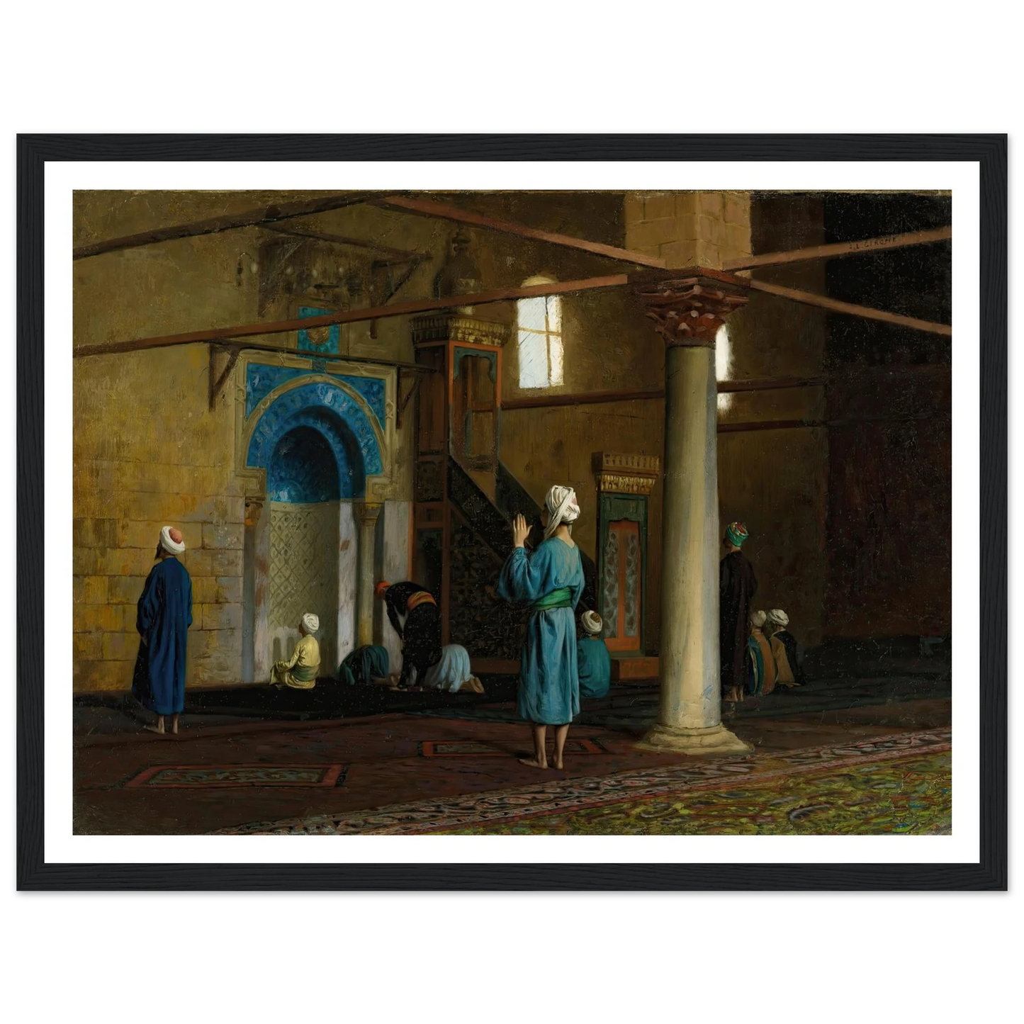 At Prayer, Cairo Art Print | Jean Leon Gerome - Framed Poster - 30x40 cm / 12x16″ - Black frame