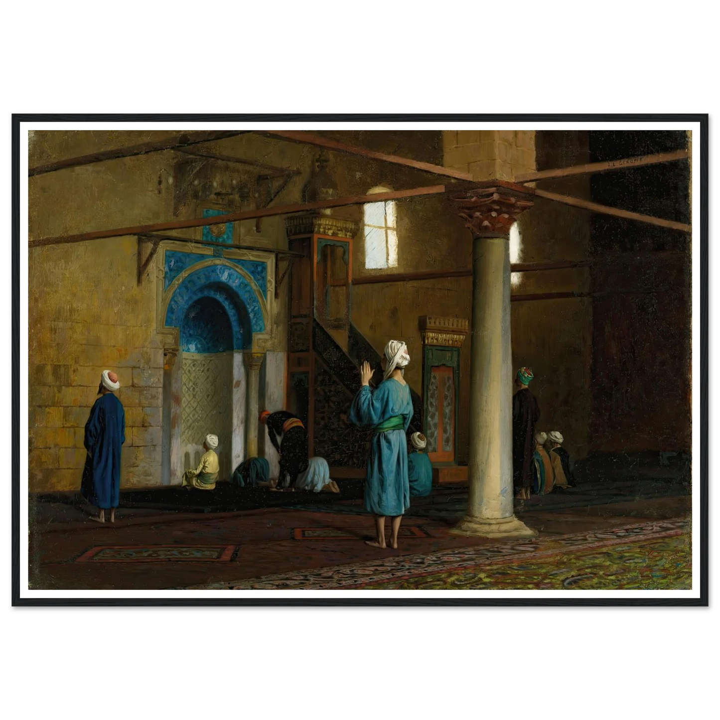 At Prayer, Cairo Art Print | Jean Leon Gerome - Framed Poster - 30x40 cm / 12x16″ - Black frame