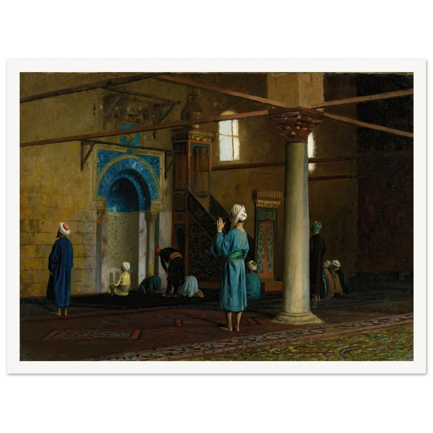 At Prayer, Cairo Art Print | Jean Leon Gerome - Framed Poster - 30x40 cm / 12x16″ - Black frame