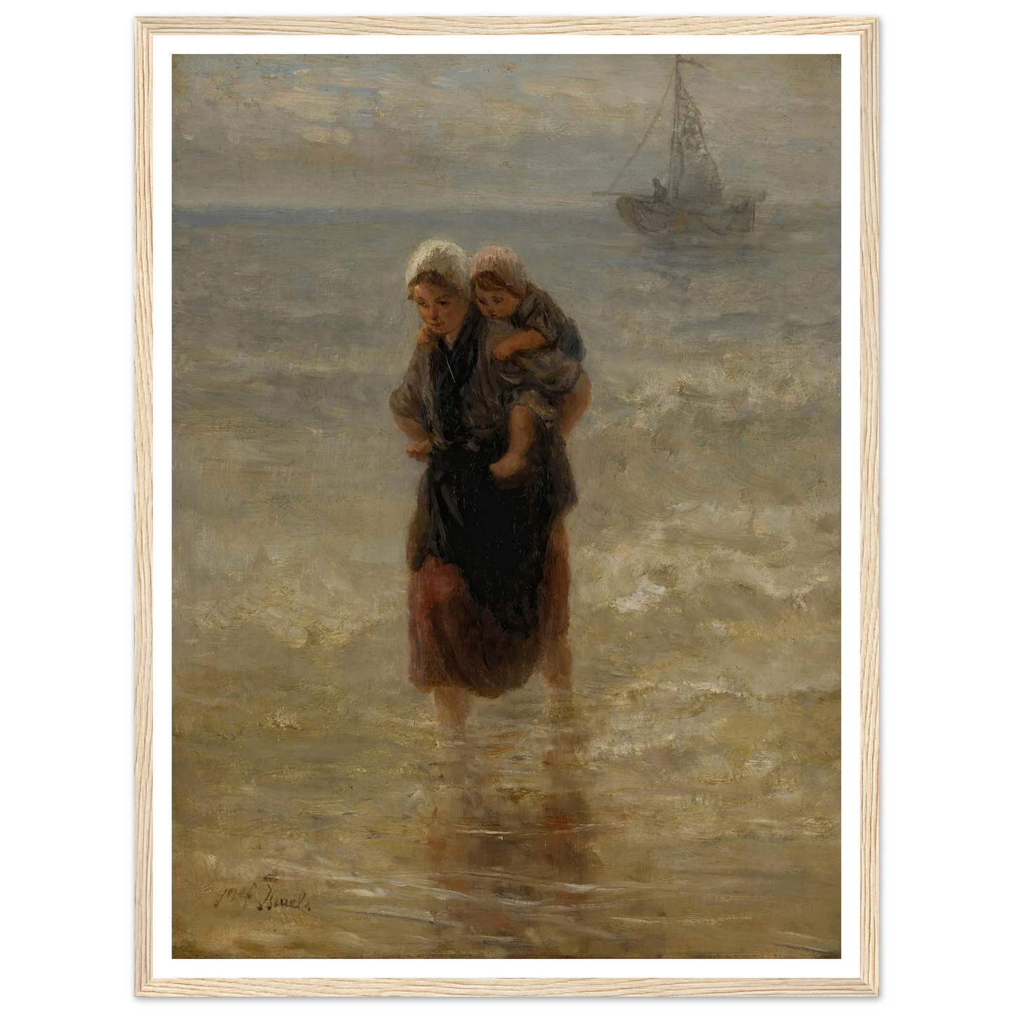 At sea Art Print | Jozef Israels - Framed Poster - 30x40 cm / 12x16″ - Black frame