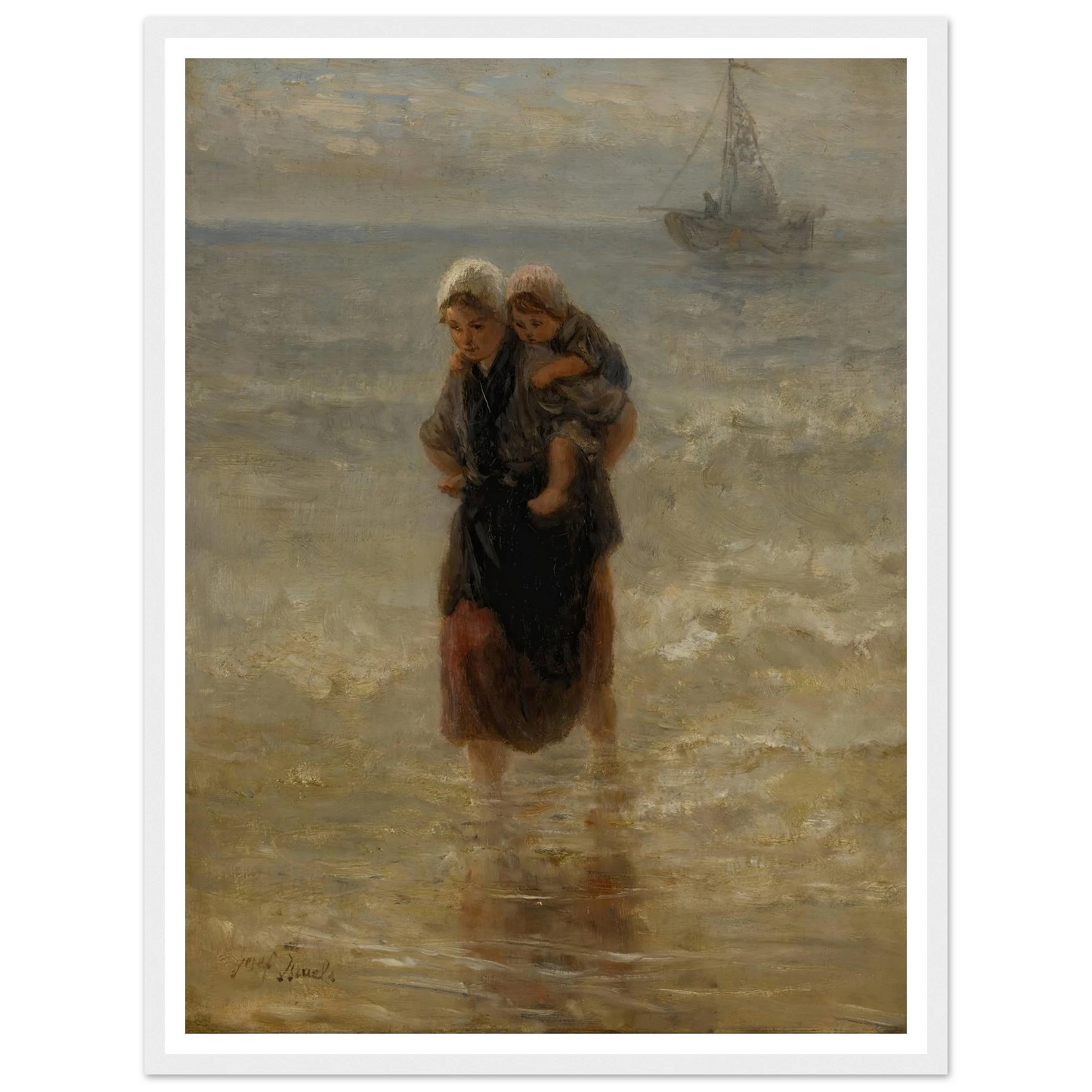 At sea Art Print | Jozef Israels - Framed Poster - 30x40 cm / 12x16″ - Black frame