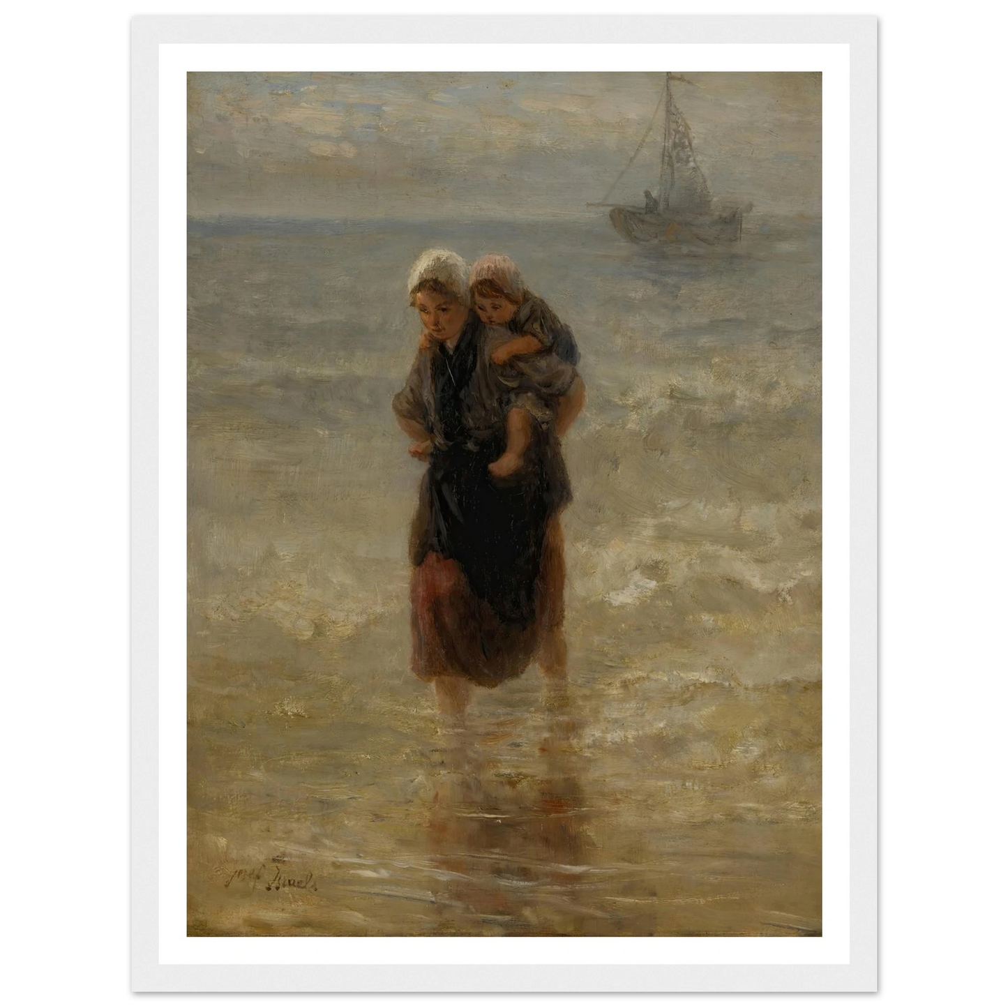At sea Art Print | Jozef Israels - Framed Poster - 30x40 cm / 12x16″ - Black frame