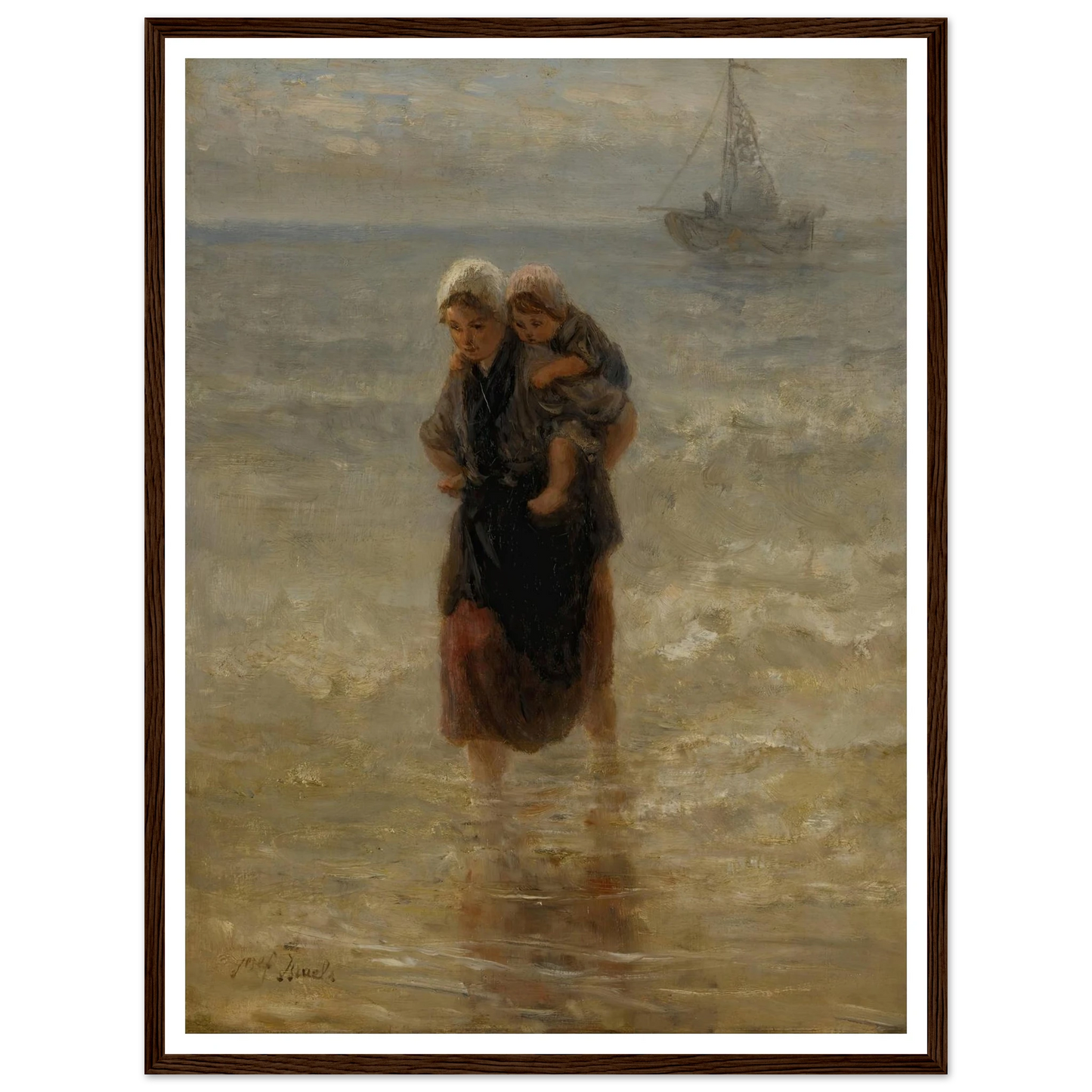 At sea Art Print | Jozef Israels - Framed Poster - 30x40 cm / 12x16″ - Black frame