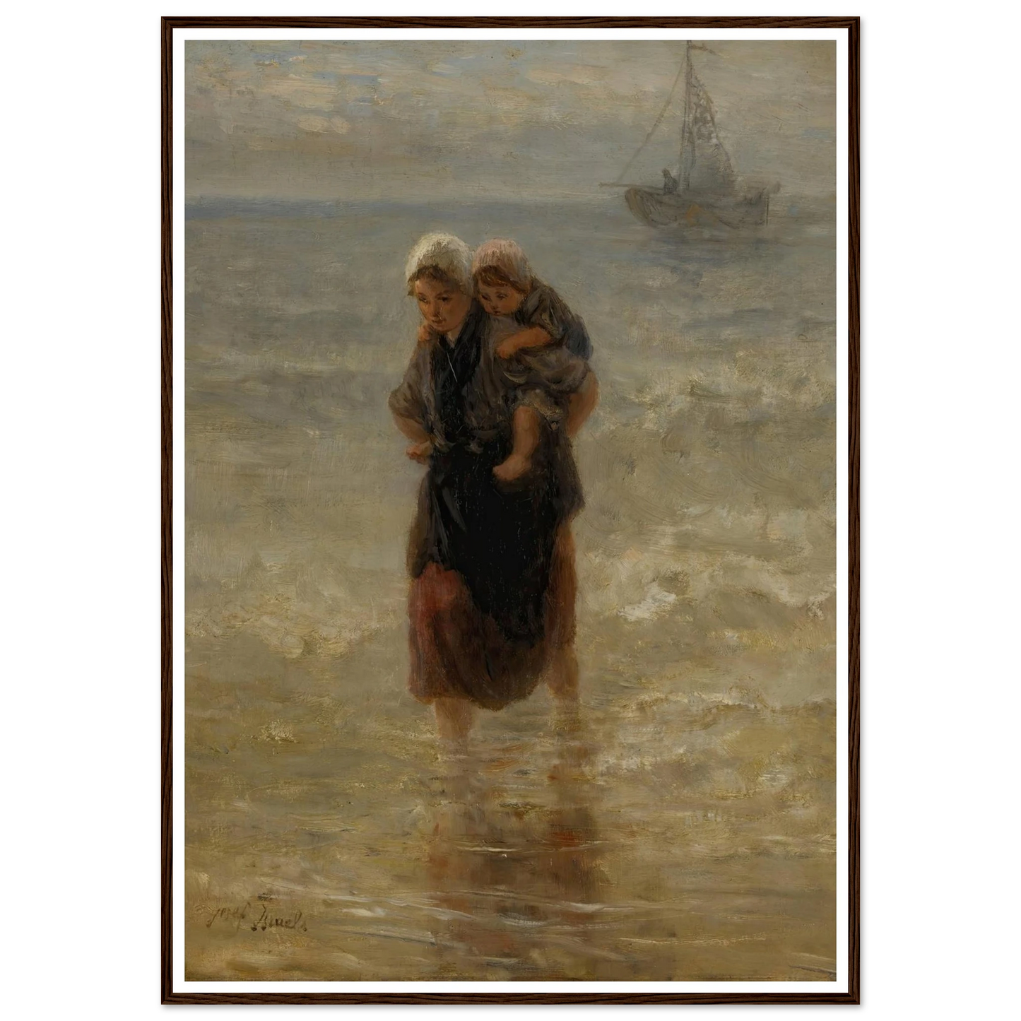 At sea Art Print | Jozef Israels - Framed Poster - 30x40 cm / 12x16″ - Black frame