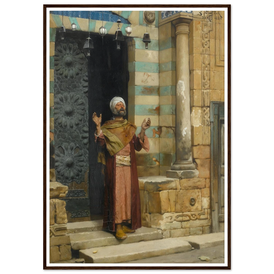 At the door of the mosque (1886) Art Print | Ludwig Deutsch - Framed Poster - 30x40 cm / 12x16″ - Black frame