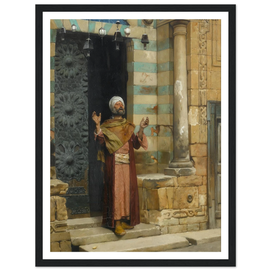 At the door of the mosque (1886) Art Print | Ludwig Deutsch - Framed Poster - 30x40 cm / 12x16″ - Black frame