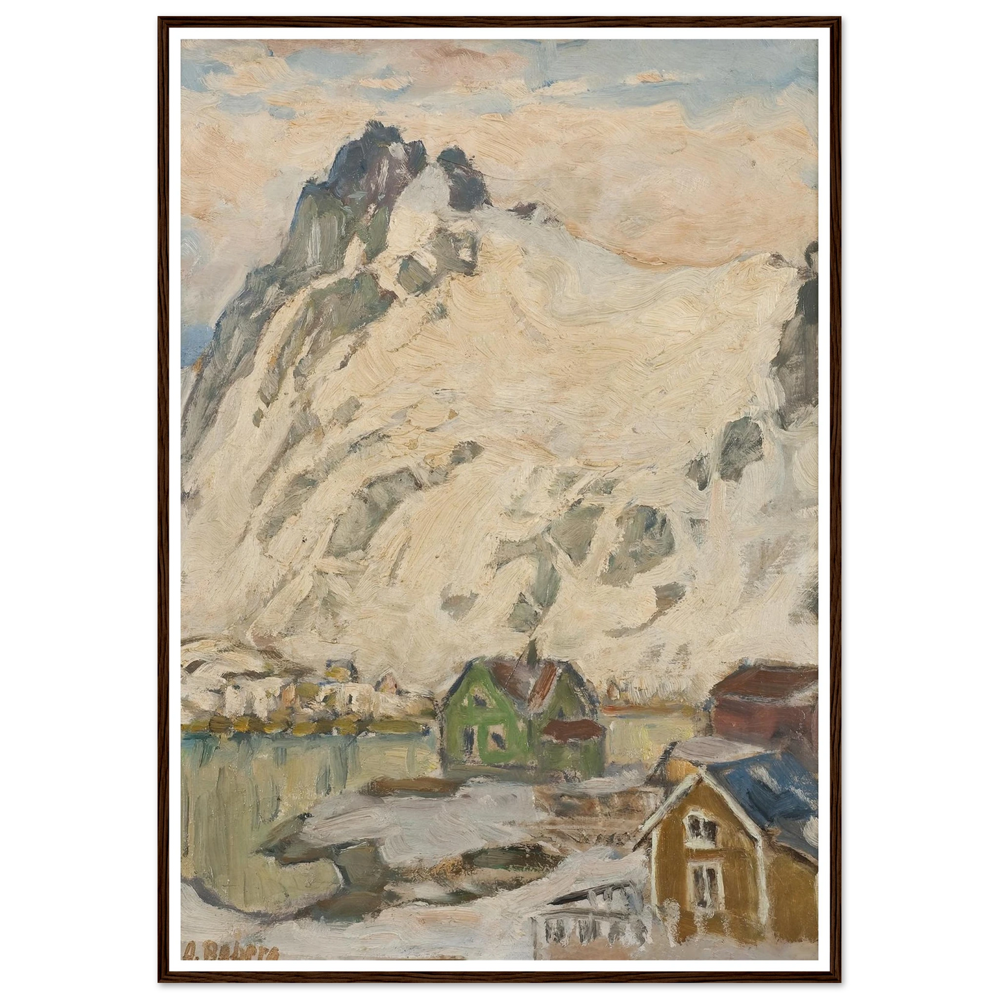 At the Foot of the Mountain. Study from Lofoten (1905) Art Print | Anna Boberg - Framed Poster - 30x40 cm / 12x16″ - Black frame
