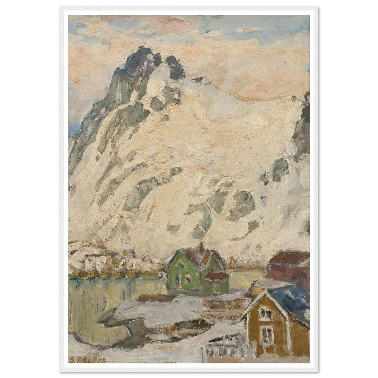 At the Foot of the Mountain. Study from Lofoten (1905) Art Print | Anna Boberg - Framed Poster - 30x40 cm / 12x16″ - Black frame