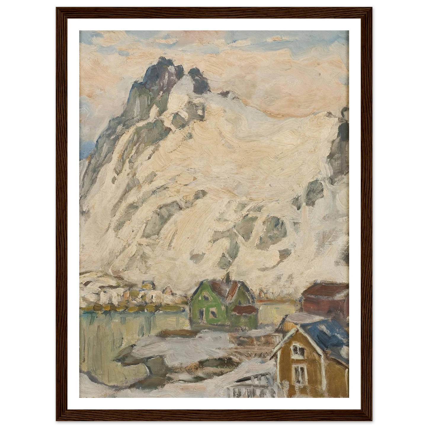 At the Foot of the Mountain. Study from Lofoten (1905) Art Print | Anna Boberg - Framed Poster - 30x40 cm / 12x16″ - Black frame