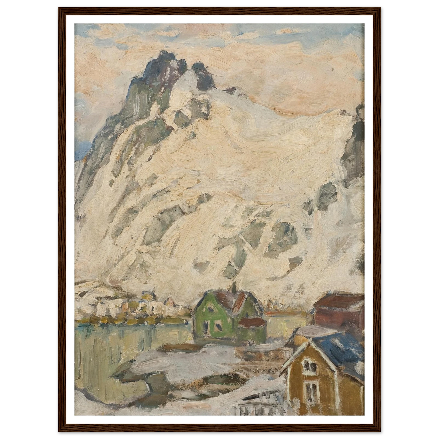 At the Foot of the Mountain. Study from Lofoten (1905) Art Print | Anna Boberg - Framed Poster - 30x40 cm / 12x16″ - Black frame