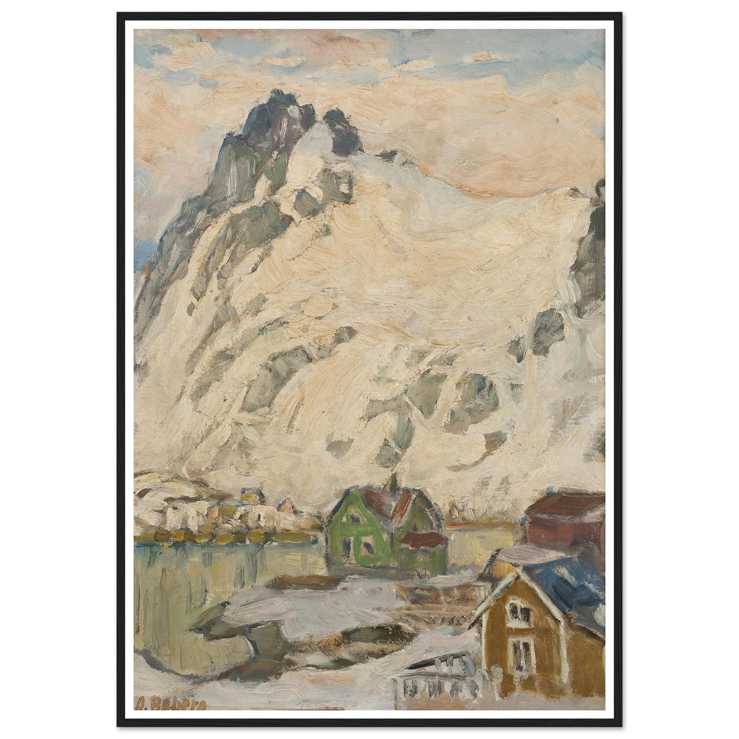 At the Foot of the Mountain. Study from Lofoten (1905) Art Print | Anna Boberg - Framed Poster - 30x40 cm / 12x16″ - Black frame