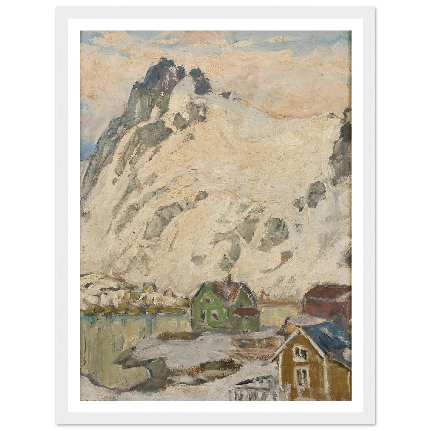 At the Foot of the Mountain. Study from Lofoten (1905) Art Print | Anna Boberg - Framed Poster - 30x40 cm / 12x16″ - Black frame