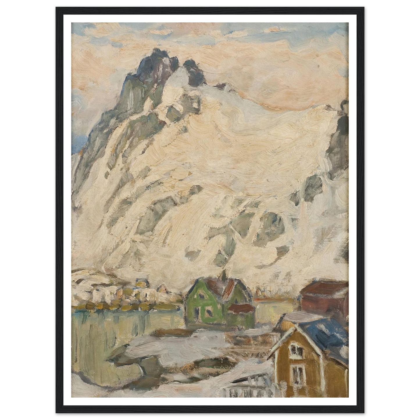 At the Foot of the Mountain. Study from Lofoten (1905) Art Print | Anna Boberg - Framed Poster - 30x40 cm / 12x16″ - Black frame