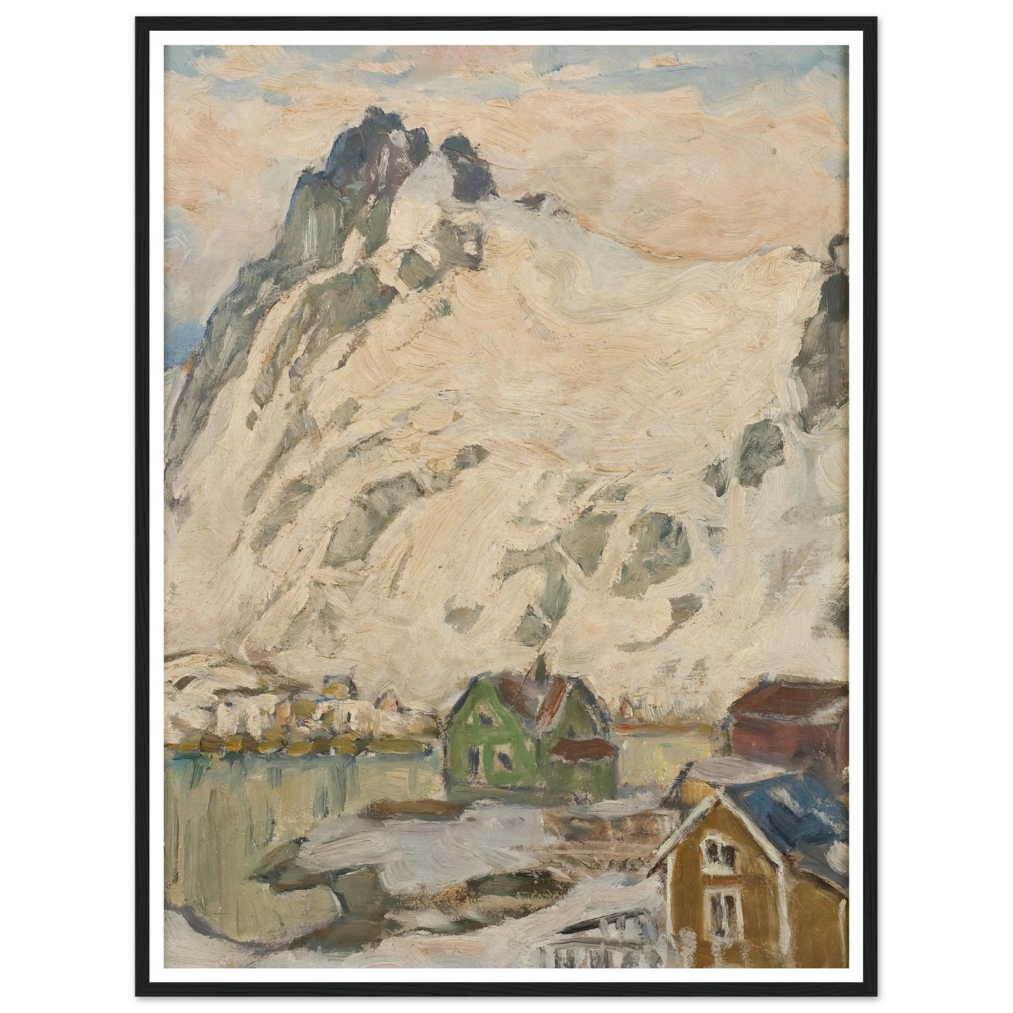At the Foot of the Mountain. Study from Lofoten (1905) Art Print | Anna Boberg - Framed Poster - 30x40 cm / 12x16″ - Black frame