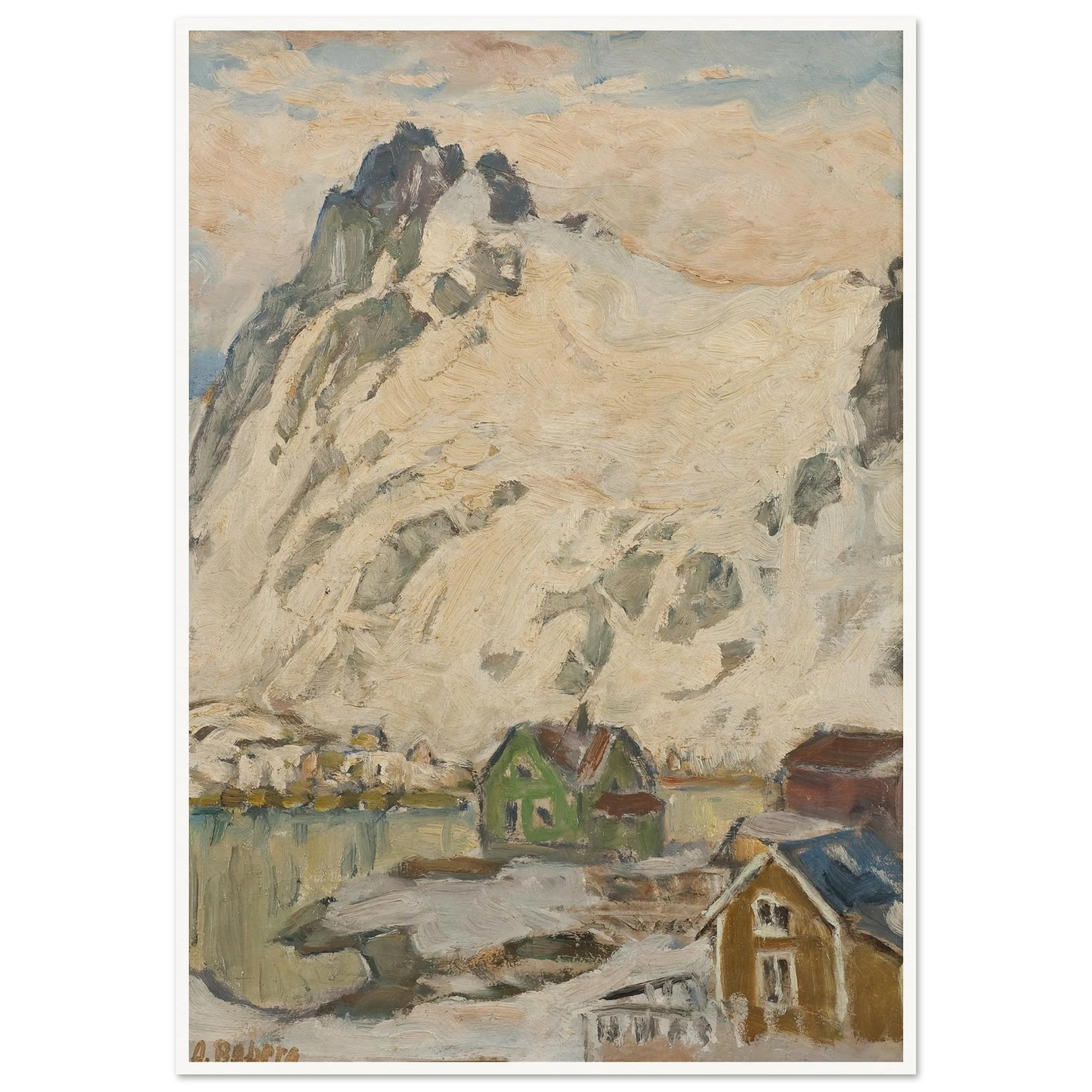At the Foot of the Mountain. Study from Lofoten (1905) Art Print | Anna Boberg - Framed Poster - 30x40 cm / 12x16″ - Black frame