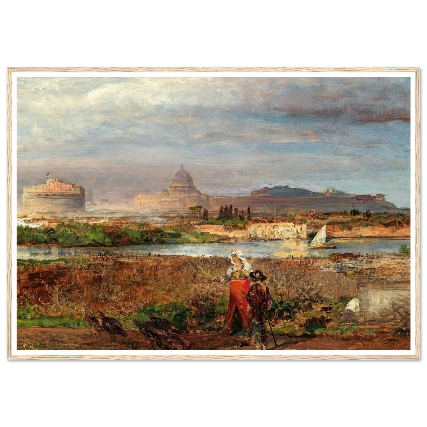 At the Gates of Rome Art Print | Oswald Achenbach - Framed Poster - 30x40 cm / 12x16″ - Black frame